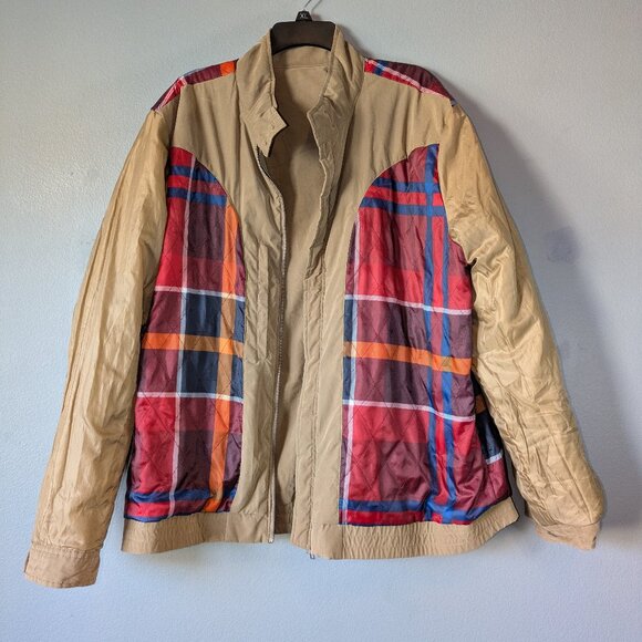 St John's Bay Tan Plaid Lined Bomber Jacket Coat XL (water repellent) - Picture 5 of 12